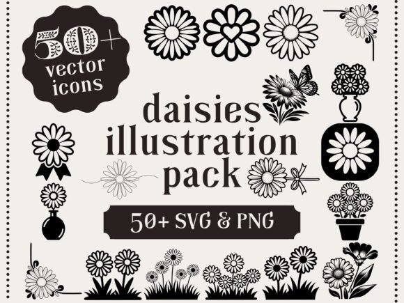 Daisies Illustration Pack Daisy Clipart Review